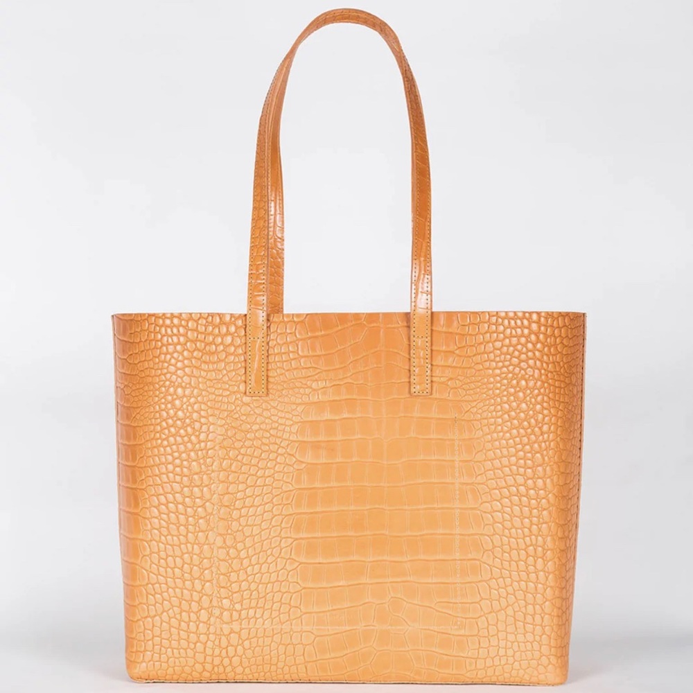 ❤️🎉 WOW AUTHENTIC TEDDI JOELLE TOTE, UNDYED NATURAL CROC EMBOSSED mother tote❣️